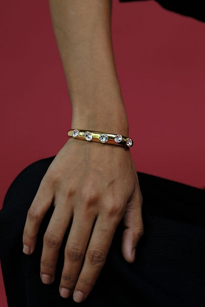 Gold Swarovski crystal encrusted cuff bracelet