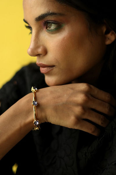 Gold Swarovski crystal encrusted bracelet