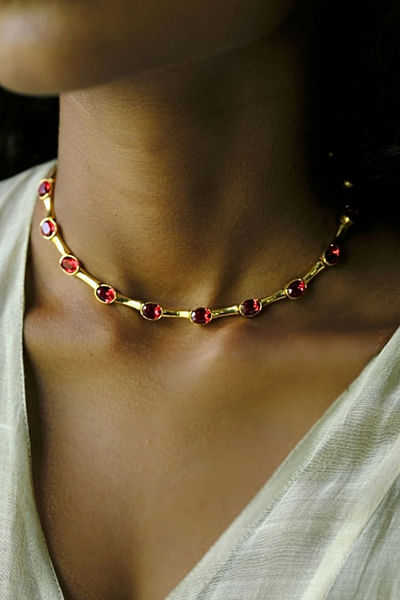 Red Swarovski crystal embellished choker