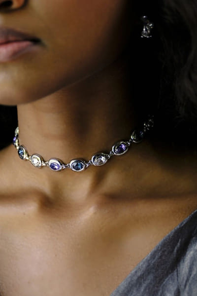 Multicolour Swarovski crystal studded choker