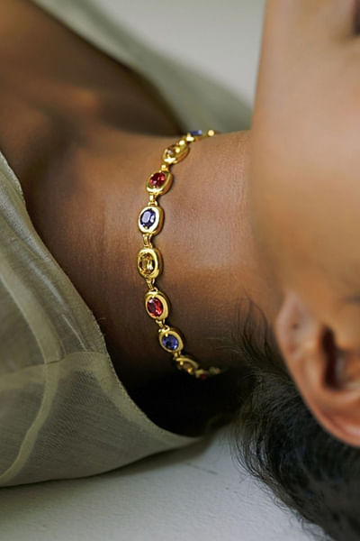 Multicolor Swarovski crystal studded choker