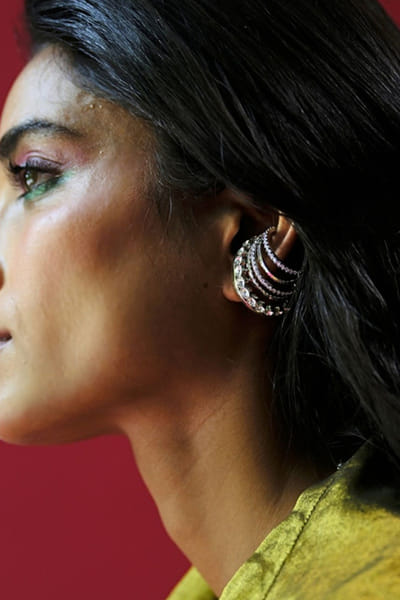 Silver Swarovski crystal studded earrings