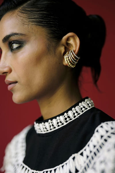 Gold Swarovski crystal studded earrings