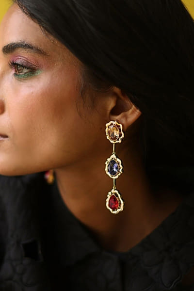 Multicolour Swarovski crystal studded earrings