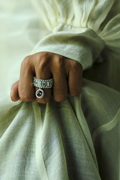 Silver Swarovski crystal embellished ring