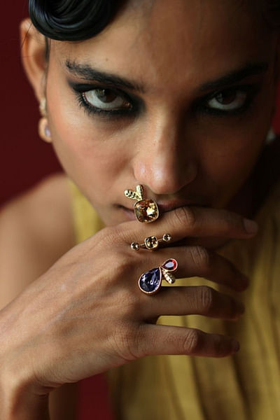 Multicolour Swarovski crystal encrusted ring
