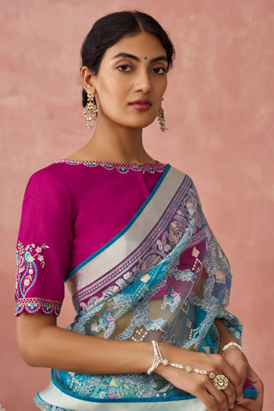 Indigo jadau chandbali earrings