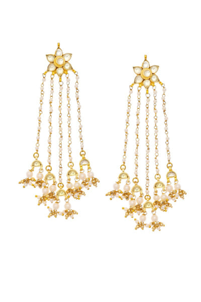 Maisara Gold kundan jadau floral dangle earrings MAISAUG26D151364