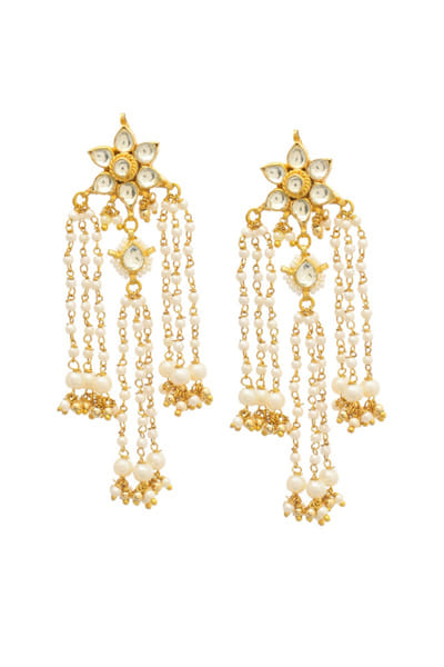 Maisara Gold kundan jadau floral chandelier earrings MAISAUG26D151363