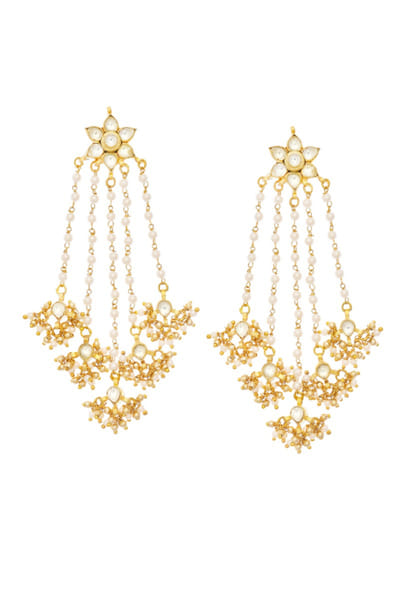 Maisara Gold kundan pearl dangle earrings MAISAUG26D151367