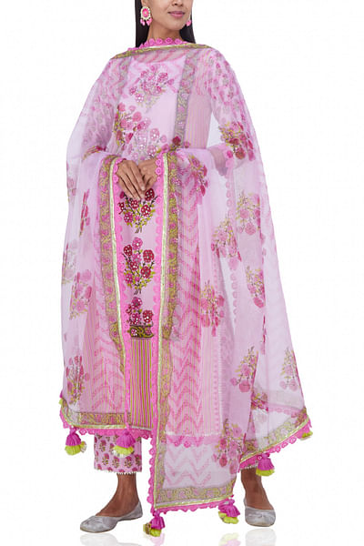 Pink floral kurta set