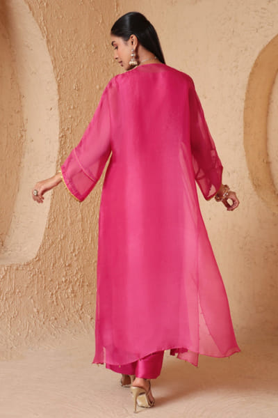 Niti Bothra Pink zardozi embroidered kaftan set NITIJUL26D149491