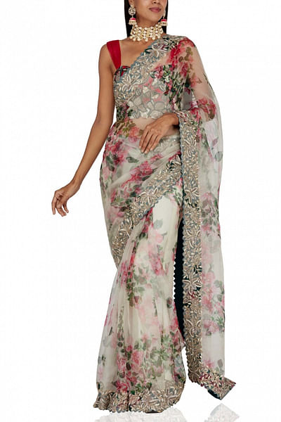 Floral printed sari