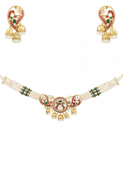 Kundan embellished necklace set