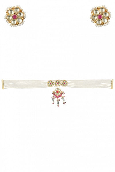 Floral pearl necklace set