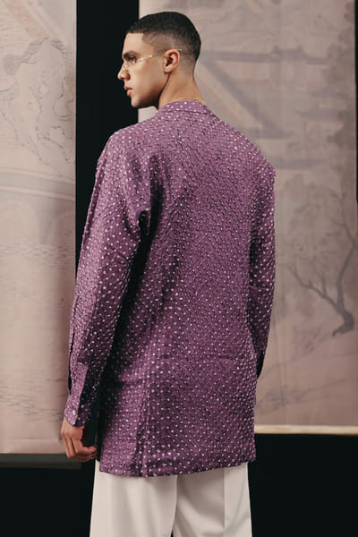 Twenty Nine Lavender silk rai dana bandhani short kurta TWENAPR26D142924