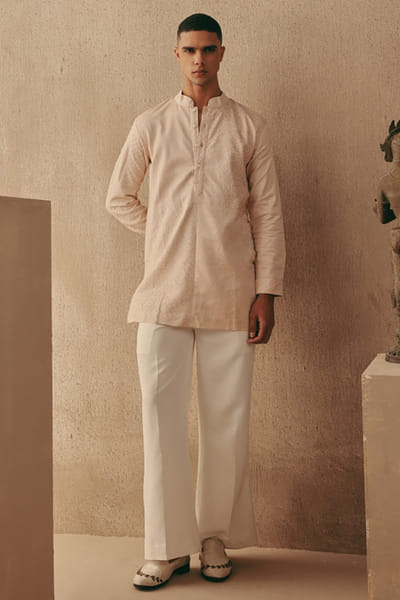 Twenty Nine Blush rai dana bandhani applique short kurta TWENAPR26D142926