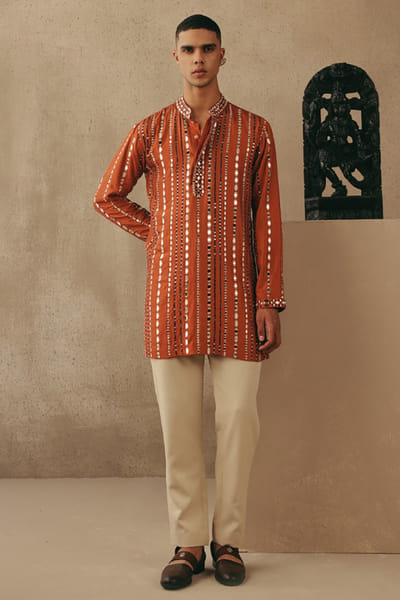 Twenty Nine Rust mirrorwork kurta set TWENAPR26D142927
