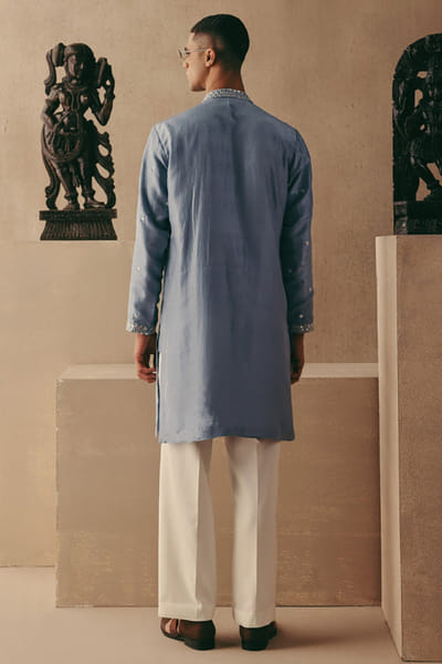 Twenty Nine Sky blue mirror embellished kurta set TWENAPR26D142928