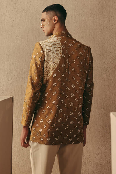 Twenty Nine Mocha shibori bandhani kurta shirt set TWENAPR26D142930