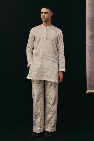 Twenty Nine Ivory chanderi kurta TWENAPR26D142932