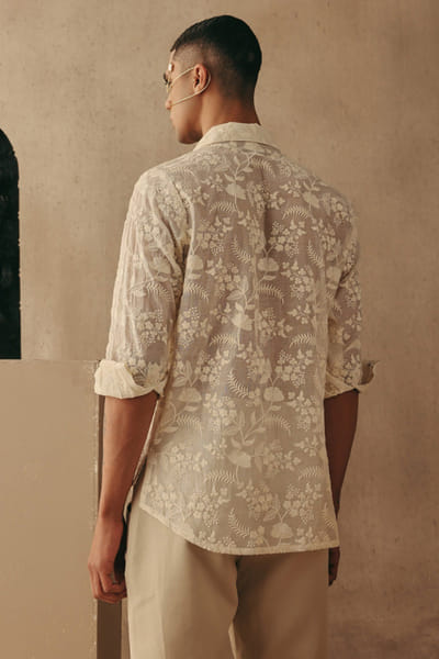 Twenty Nine Ivory chikankari chanderi kurta shirt set TWENAPR26D142934