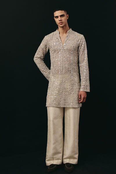 Twenty Nine Ivory mirror embellished kurta TWENAPR26D142935