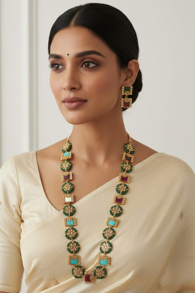 Green Mother of Pearl necklace set