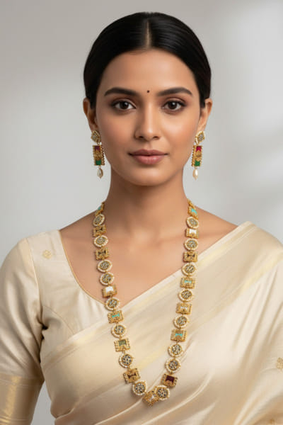 Multicolour zircon stones necklace set