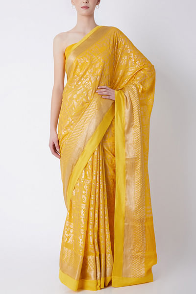 Yellow banarasi sari set