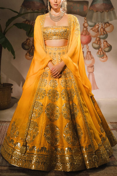 Mango floral zardozi embroidery lehenga cape set