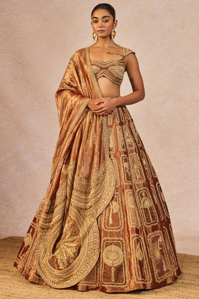 Bronze cutdana embroidered lehenga set