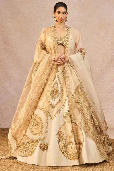 Ivory and gold sitara embroidered lehenga set