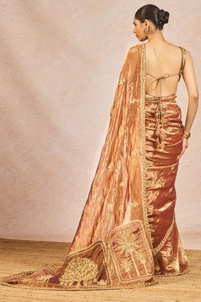 Masaba Rust zari embroidered sari set MASSEP25D134982