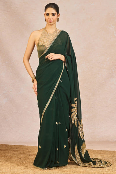 Masaba Green dori embroidered sari set MASSEP25D134986