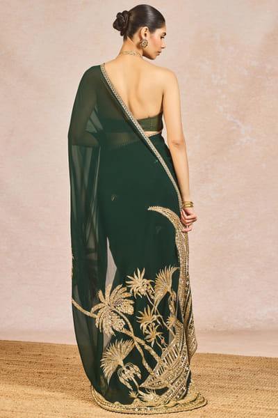 Masaba Green dori embroidered sari set MASSEP25D134986