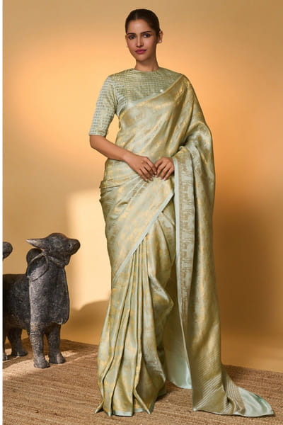 Mint woven sari set