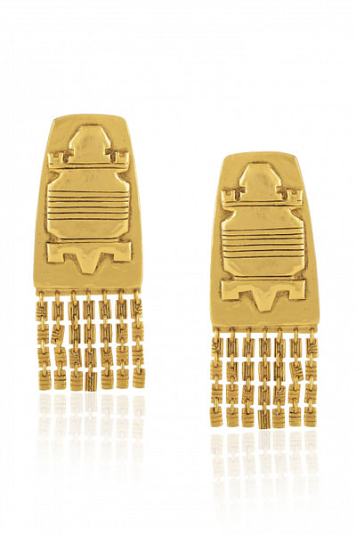 Gold plated turtle tassel earings