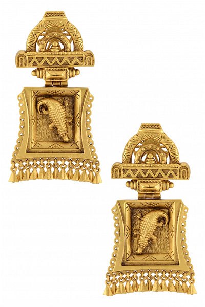 Gold plated crocodile earrings