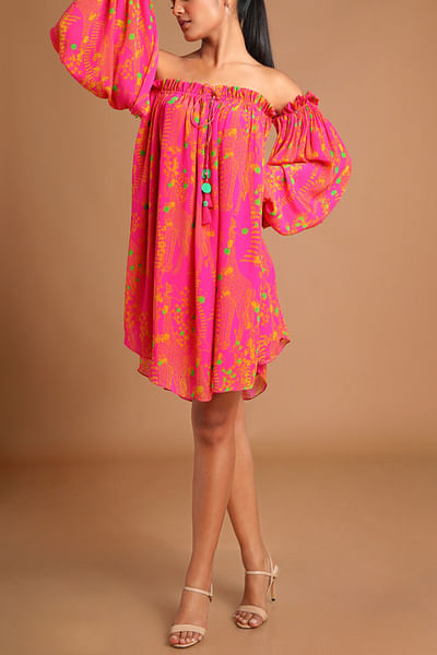 Pink giraffe printed dress