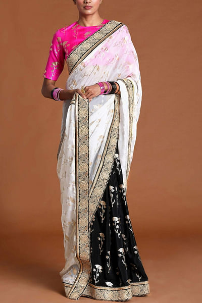 Black and ivory sari