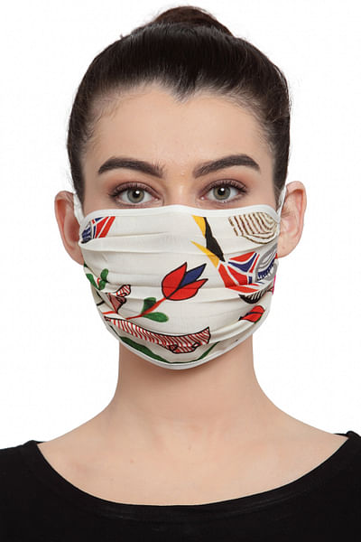 Ivory printed unisex face mask