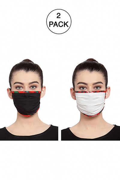 Pack of 2- Black & ivory unisex face mask