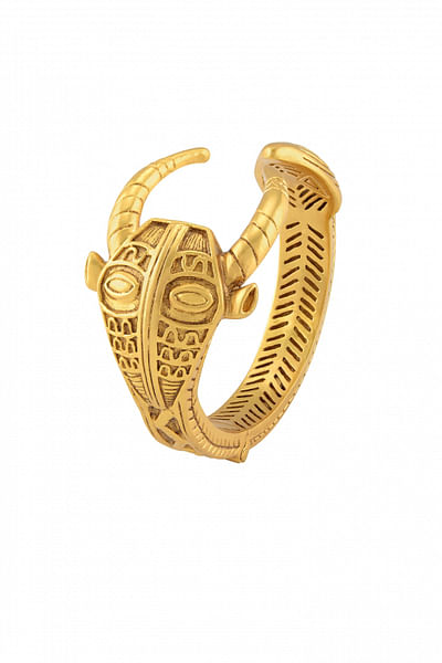 Gold plated carved cuff bracelet