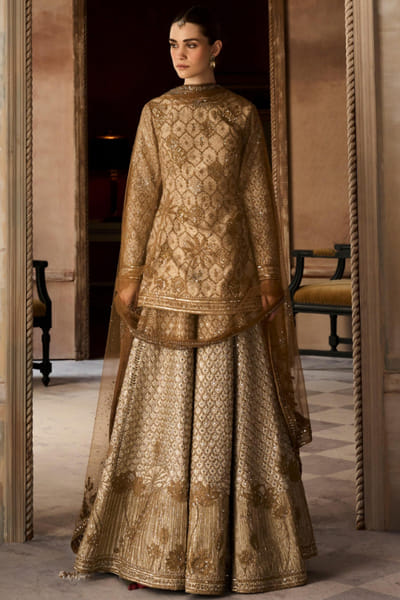 Ecru kiran dori zardozi embroidery sharara set