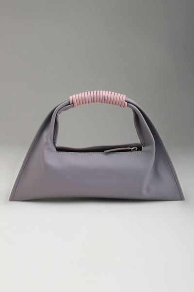 Lilac leather mini baguette handbag