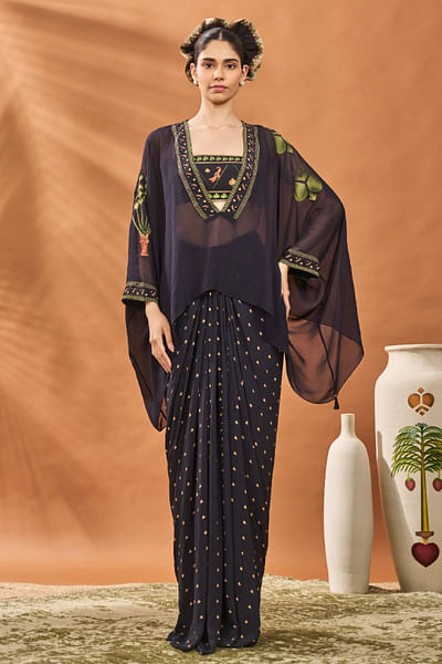 Black club printed skirt set