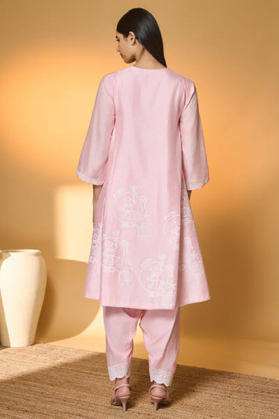 Masaba Pink printed raw silk kurta set MASFEB26D239444