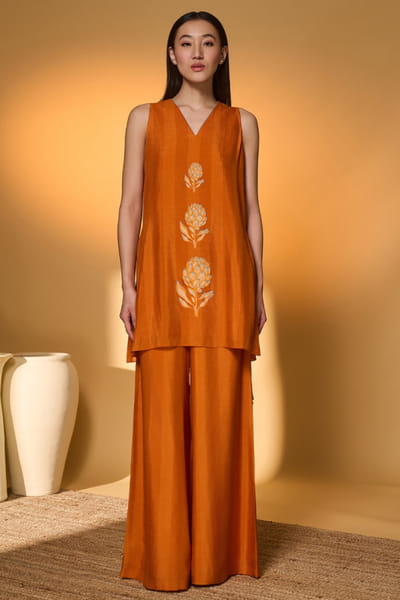 Masaba Orange embellished raw silk kurta set MASFEB26D239445