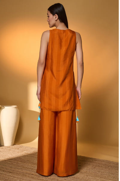 Masaba Orange embellished raw silk kurta set MASFEB26D239445